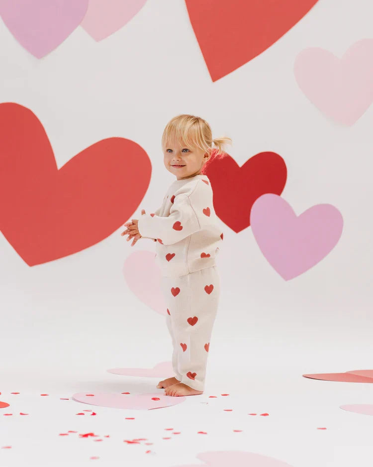 Heart Knit Sweater & Pant Set | Quincy Mae | Natural-2