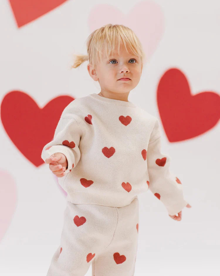 Heart Knit Sweater & Pant Set | Quincy Mae | Natural-3