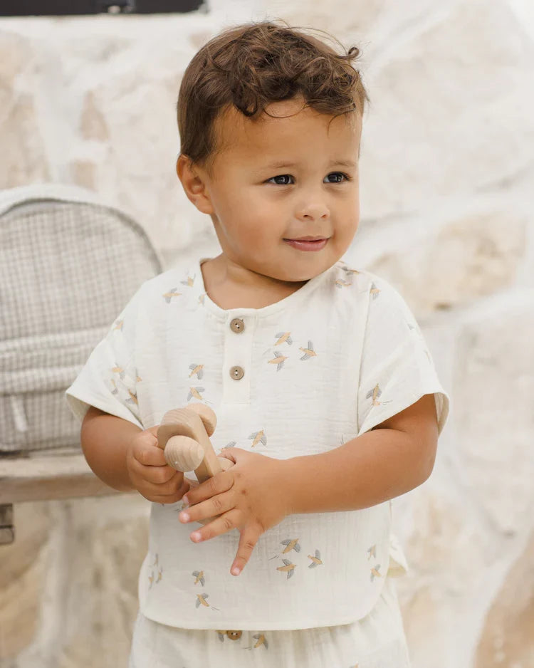 Woven Boxy Top + Short Set | Birds | Quincy Mae-4