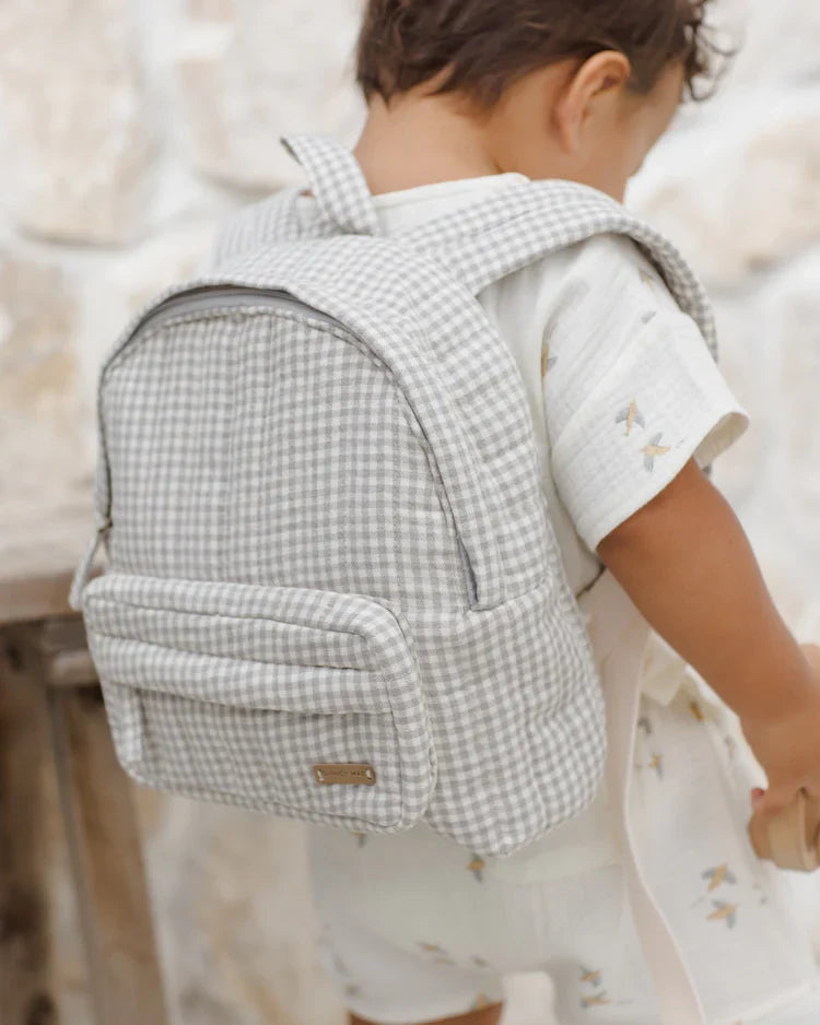 Mini Backpack| Sage Gingham | Quincy Mae-1