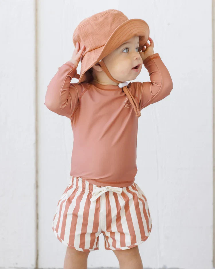 Boys Swim Short | Retro Poppy Stripe | Quincy Mae-2