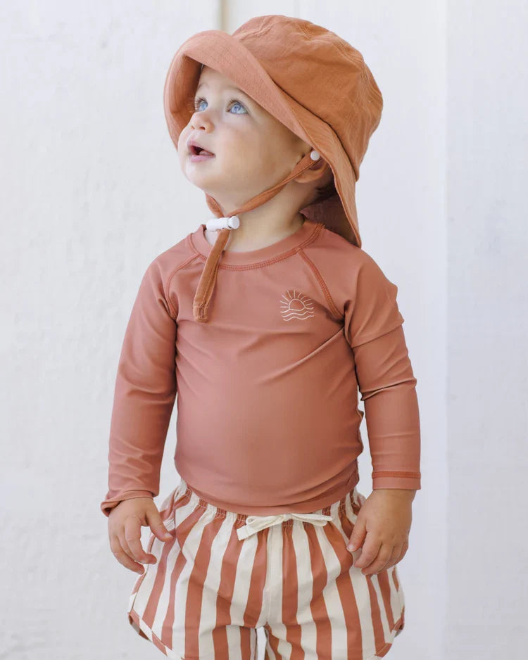 Boys Swim Short | Retro Poppy Stripe | Quincy Mae-1