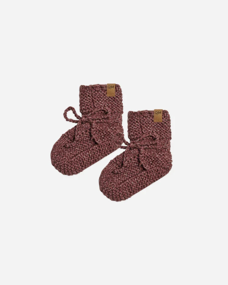 Knit Booties | Quincy Mae | Plum Heathered-1