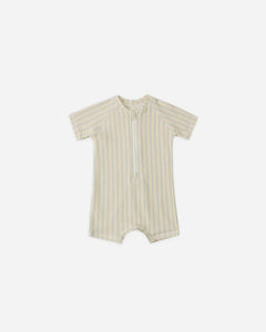 Zip Rashguard One-Piece | Blue + Butterscotch Stripe | Quincy Mae-4