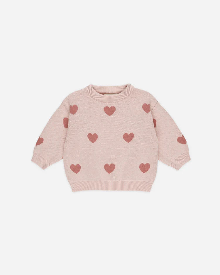 Heart Knit Sweater & Pant Set | Quincy Mae | Bubblegum-3