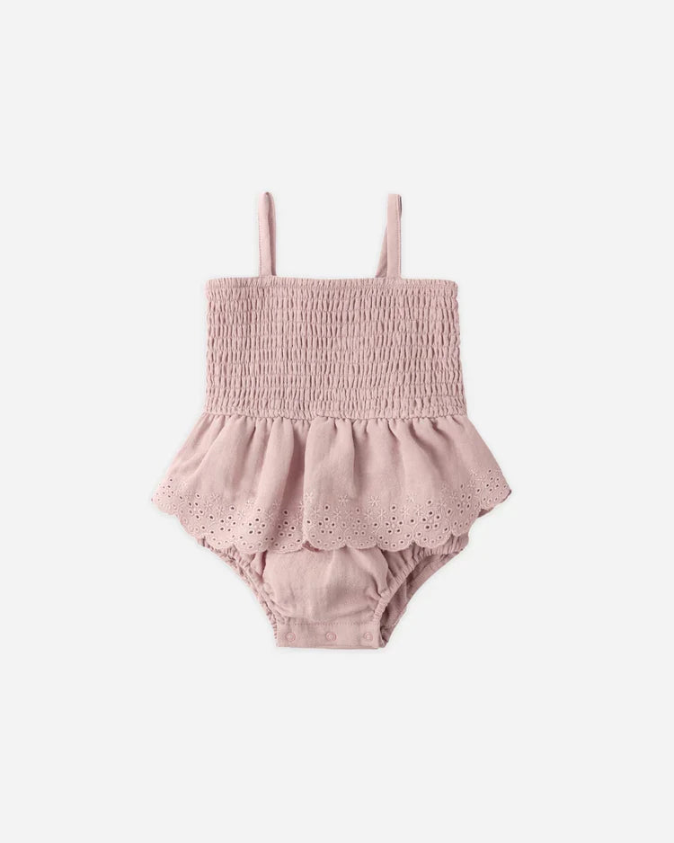 Smocked Skirted Romper | Mauve | Quincy Mae-1