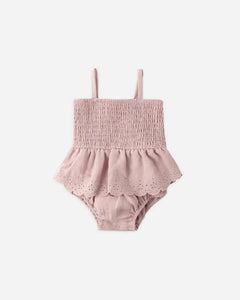Smocked Skirted Romper | Mauve | Quincy Mae-1
