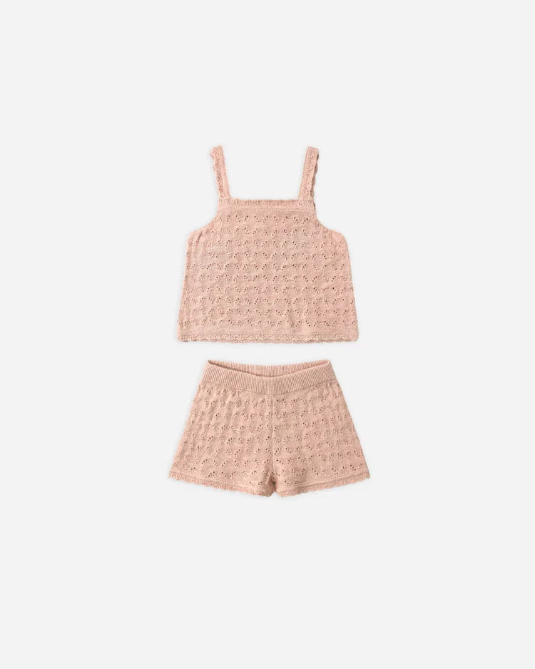 Pointelle Knit Tank + Short Set | Melon | Quincy Mae-1