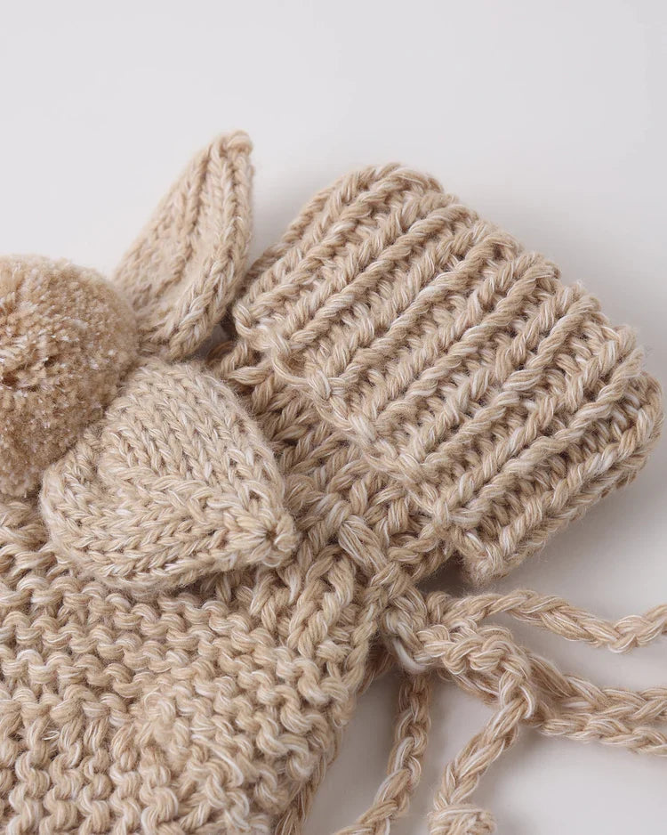 Bunny Knit Booties | Heathered Latte | Quincy Mae-1