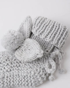 Bunny Knit Booties | Heathered Sky | Quincy Mae-2