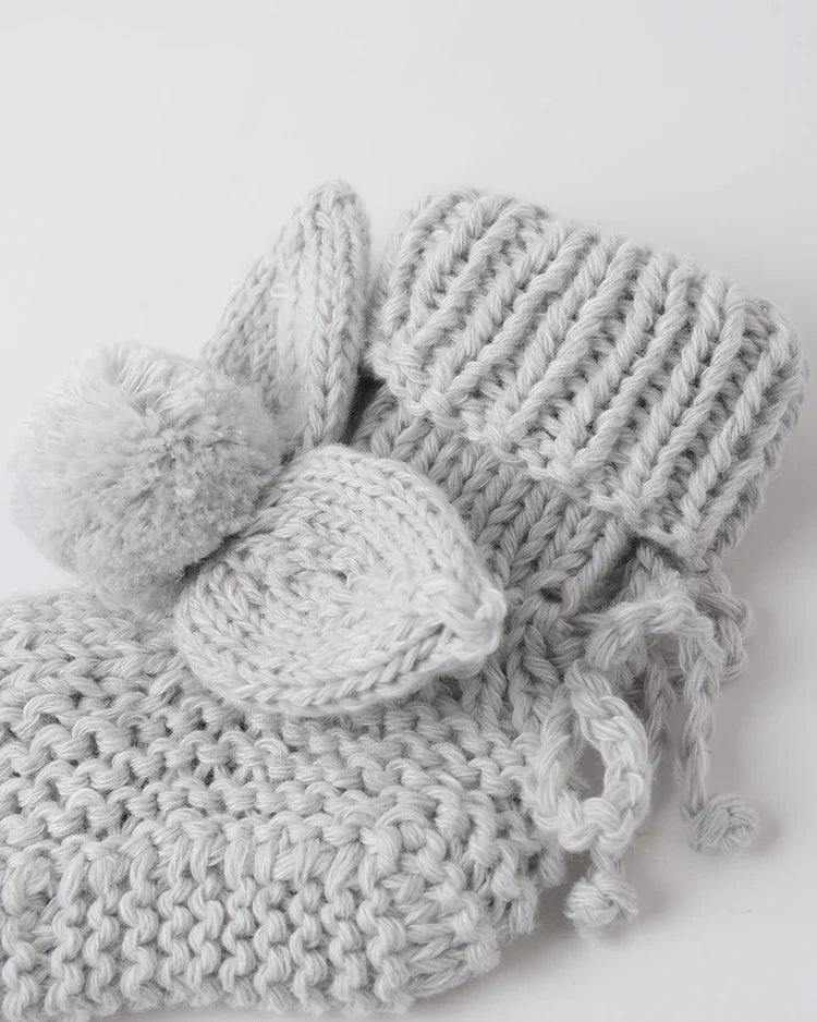 Bunny Knit Booties | Heathered Sky | Quincy Mae-2