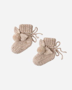 Bunny Knit Booties | Heathered Latte | Quincy Mae-2