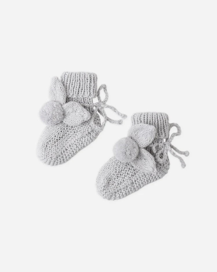 Bunny Knit Booties | Heathered Sky | Quincy Mae-1