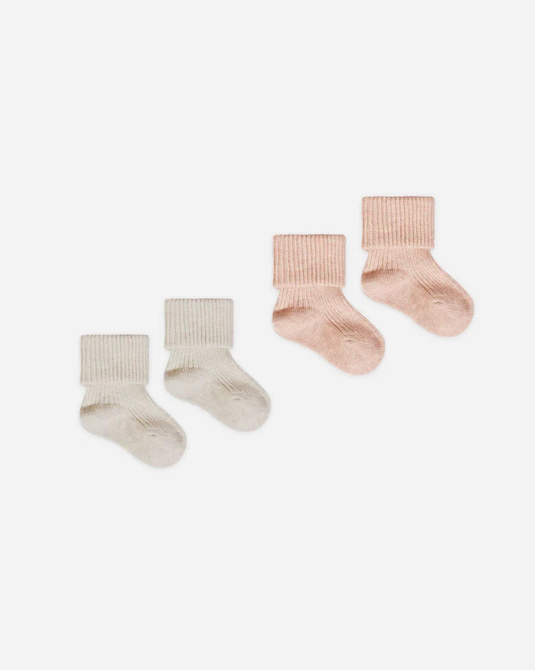 Melange Socks | Oatmeal, Rose | Quincy Mae-1