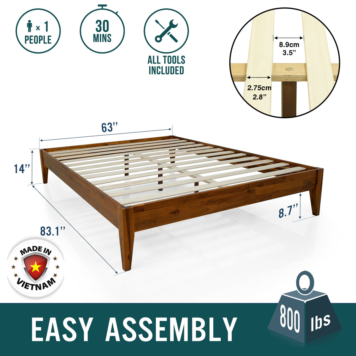 Mervyn Solid Wood Bed Frame-5