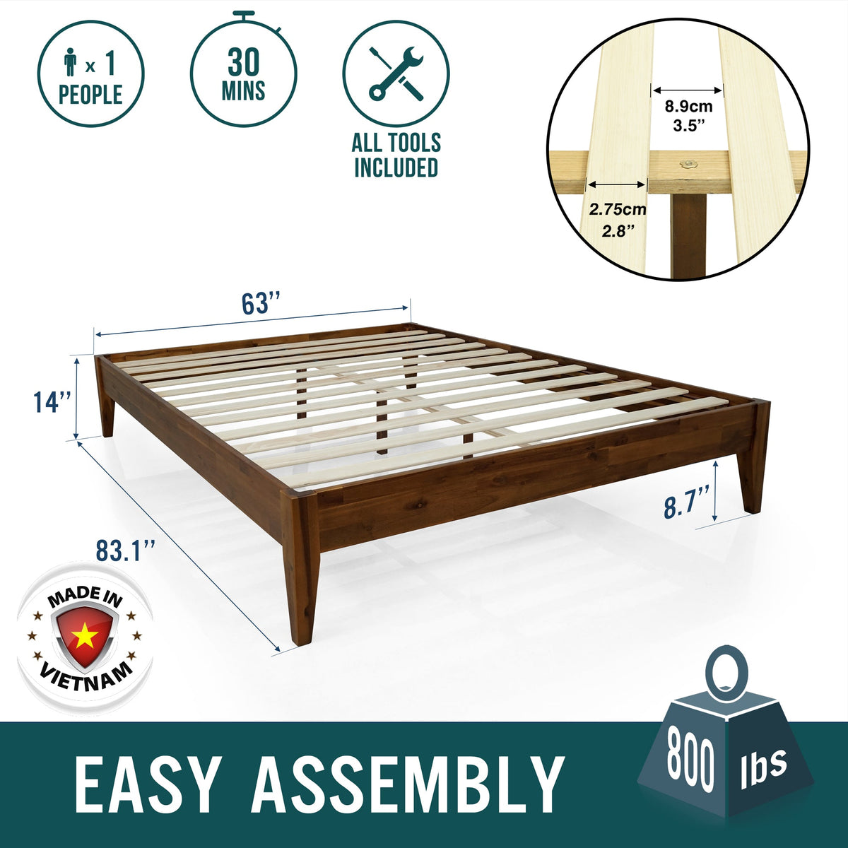 Mervyn Solid Wood Bed Frame-15
