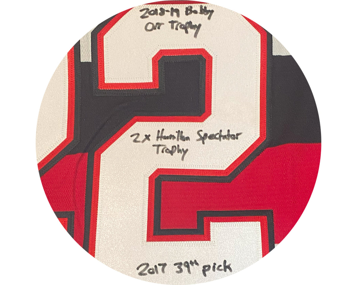 Jack Quinn Autographed Ottawa 67's Home CCM Replica Jersey Multi-Inscribed-3