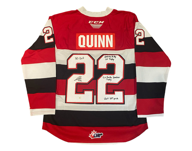 Jack Quinn Autographed Ottawa 67's Home CCM Replica Jersey Multi-Inscribed-1