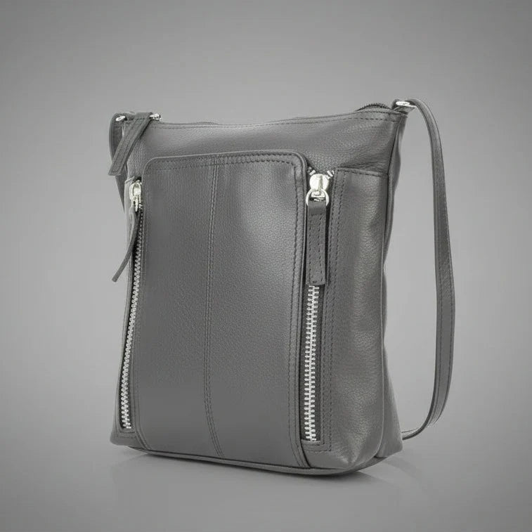 Slim Leather Crossbody. Small Vertical Zip Women’s Bag with Adjustable Strap-4