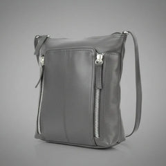 Slim Leather Crossbody. Small Vertical Zip Women’s Bag with Adjustable Strap-4