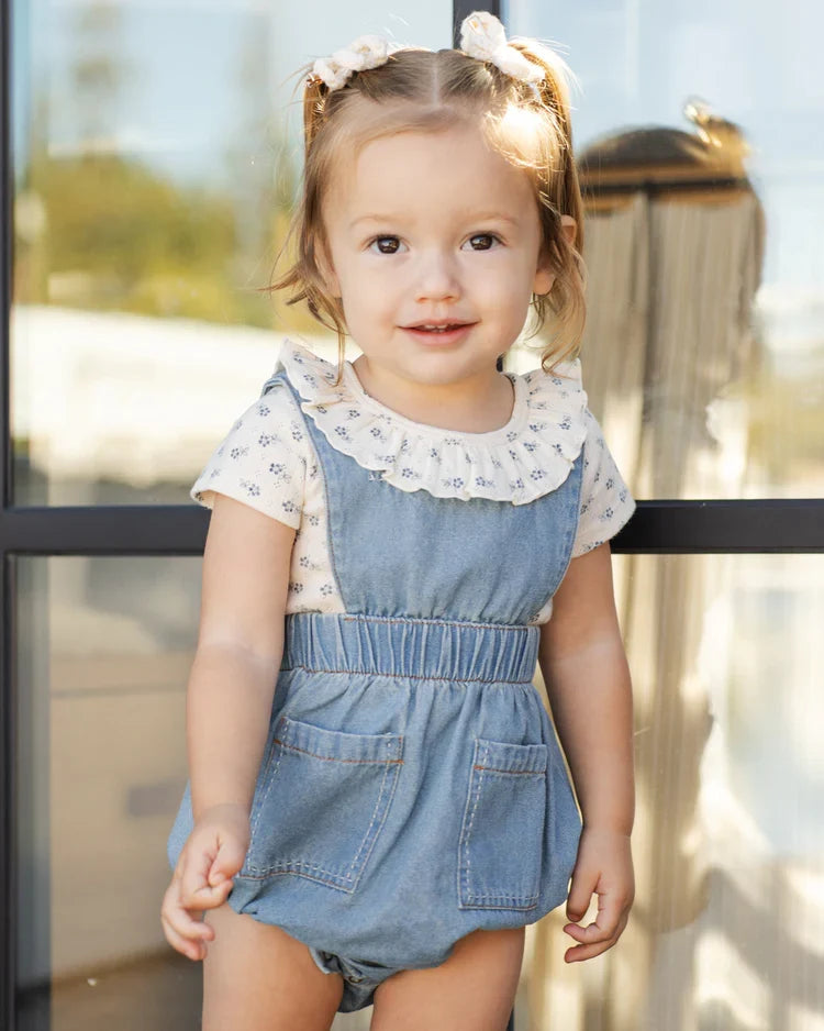 Denim Romper | Washed Blue | Rylee & Cru-1