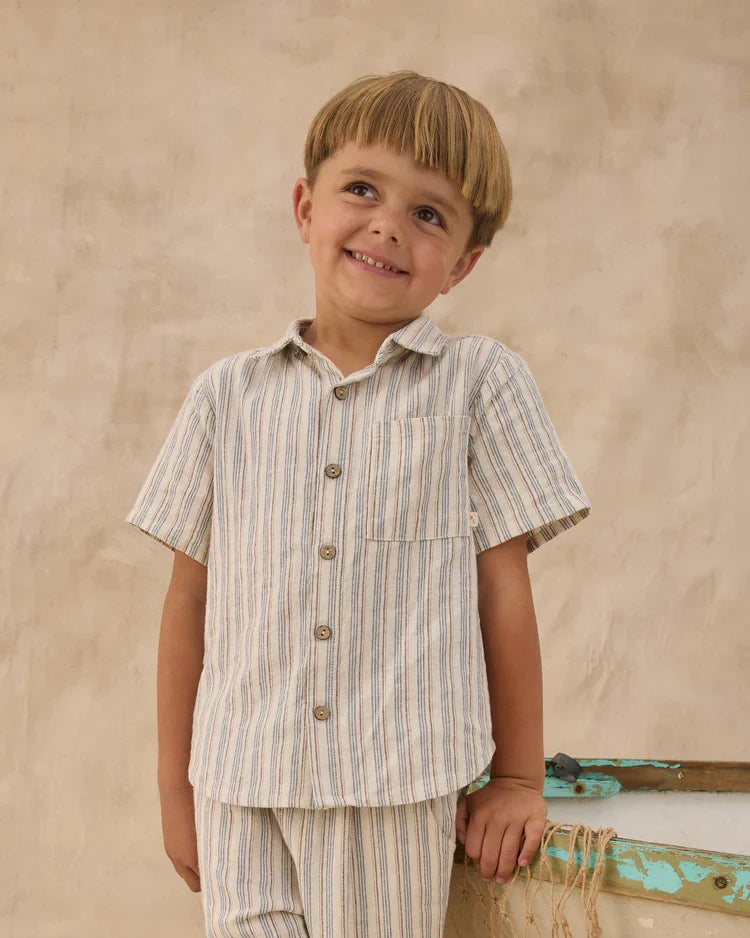 Collared Short Sleeve Shirt | Nautical  Stripe | Rylee & Cru-2