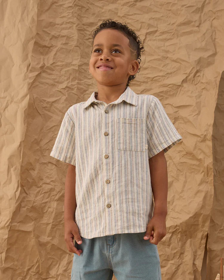 Collared Short Sleeve Shirt | Nautical  Stripe | Rylee & Cru-3