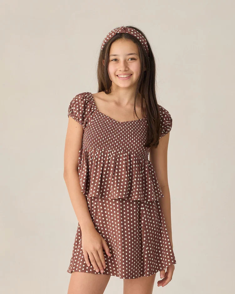 Teen Flutter Top | Chocolate Polka Dot | Rylee & Cru-2