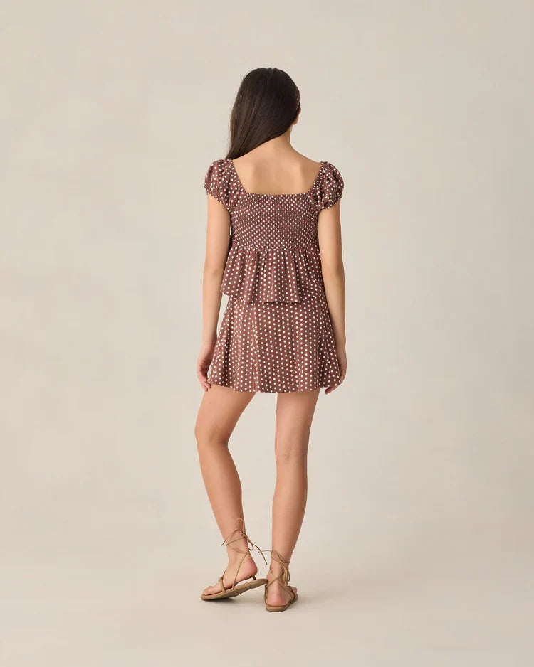 Teen Flutter Top | Chocolate Polka Dot | Rylee & Cru-3