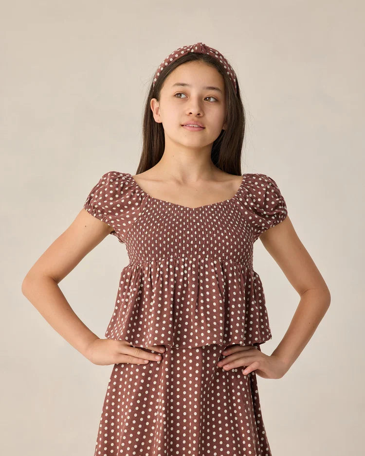 Teen Flutter Top | Chocolate Polka Dot | Rylee & Cru-4