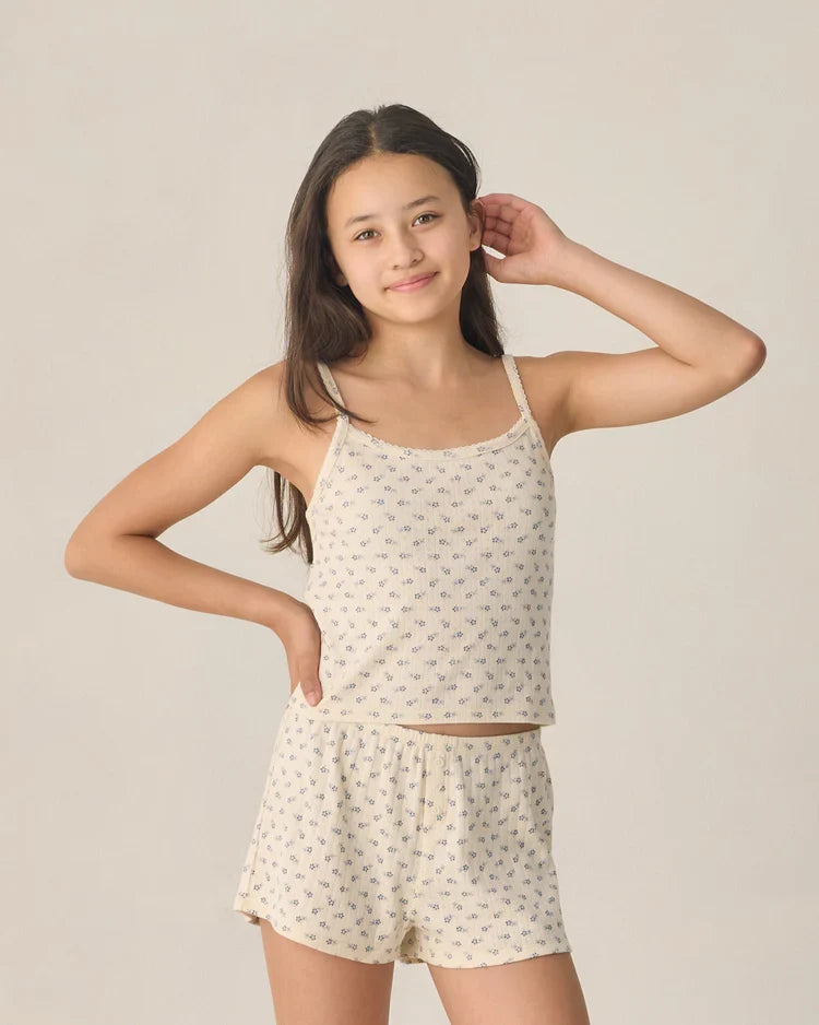 Teen Pointelle Lounge Set | Blue Ditsy | Rylee & Cru-1