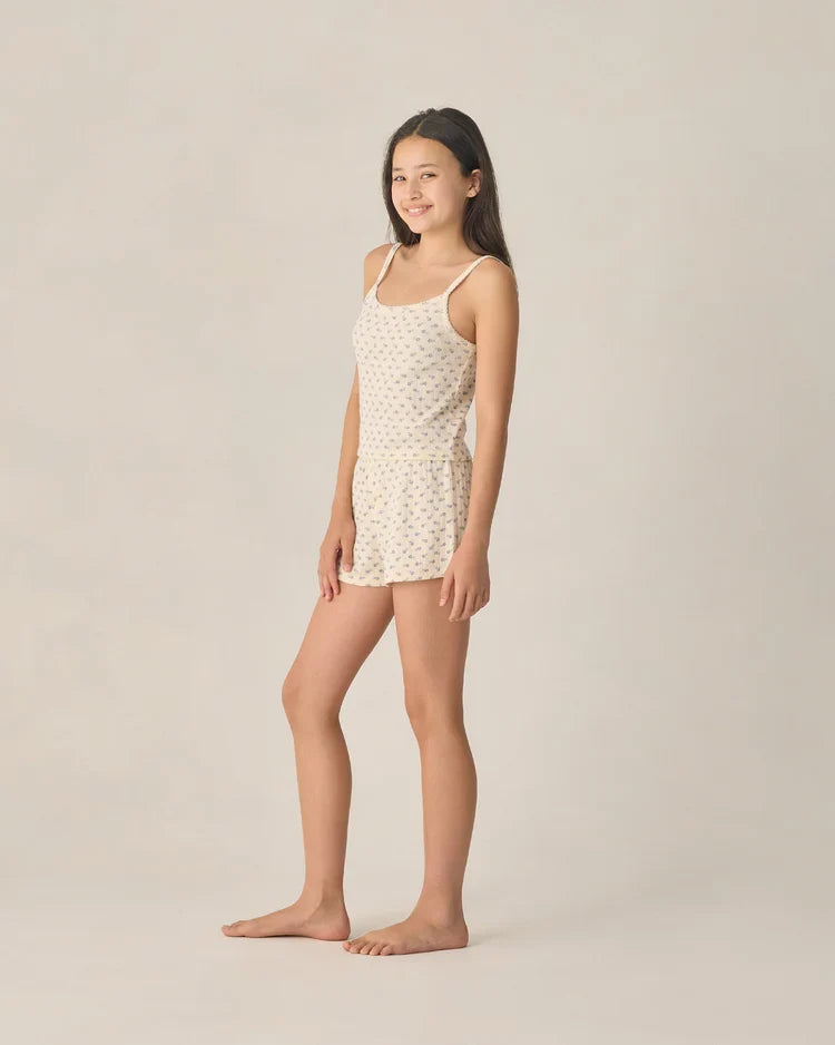 Teen Pointelle Lounge Set | Blue Ditsy | Rylee & Cru-2