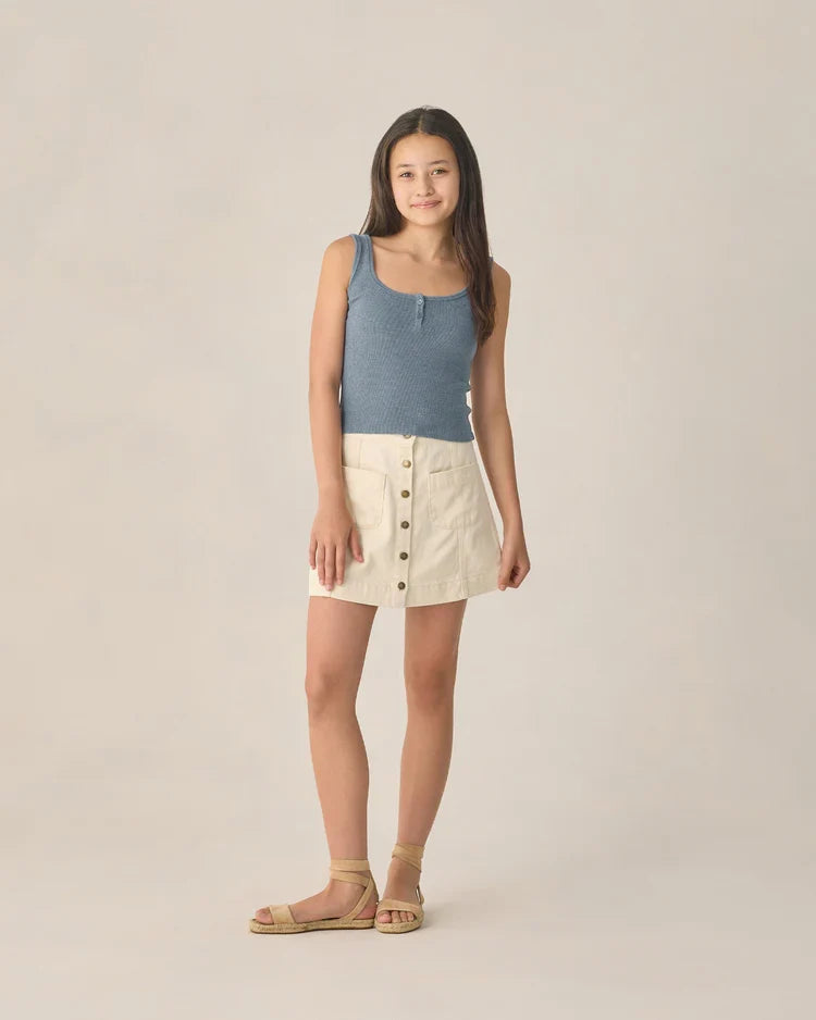 Teen Ribbed Tank | Heathered Marine | Rylee & Cru-1