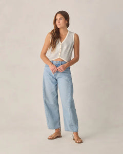 Ladies Knit Vest | Marine Stripe | Rylee & Cru-1