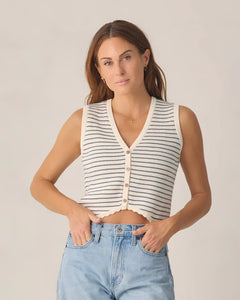 Ladies Knit Vest | Marine Stripe | Rylee & Cru-2