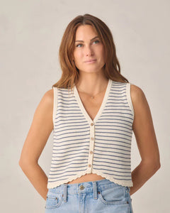 Ladies Knit Vest | Marine Stripe | Rylee & Cru-4