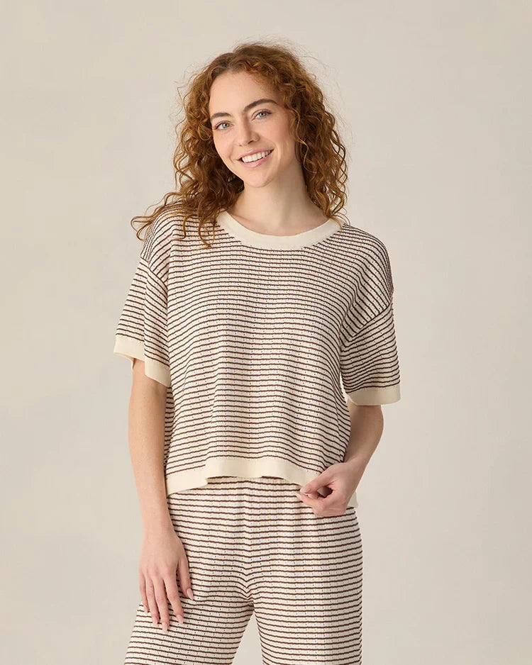 Ladies Knit Set | Chocolate Stripe | Rylee & Cru-4