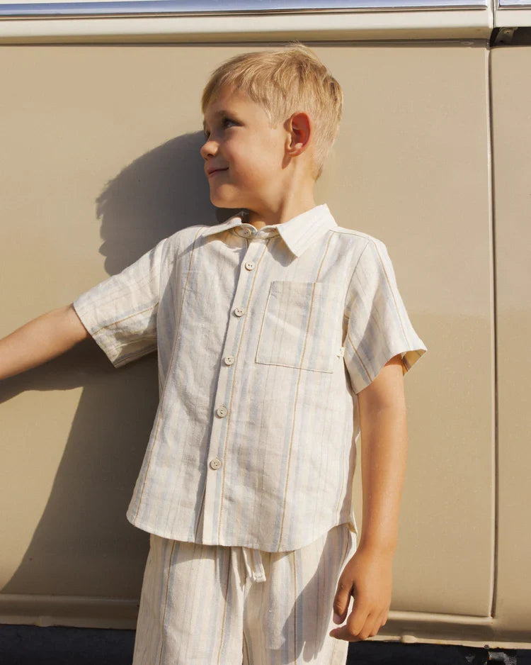 Collared Short Sleeve Shirt | Sea Stripe | Rylee & Cru-1