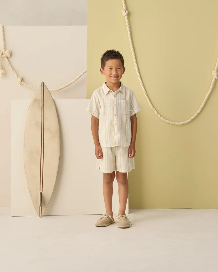Collared Short Sleeve Shirt | Sea Stripe | Rylee & Cru-5
