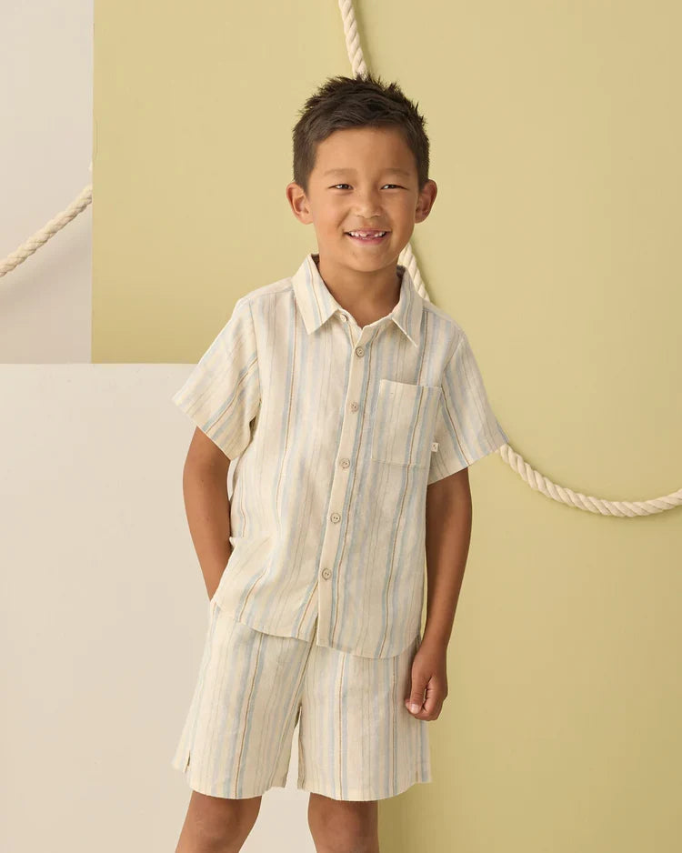 Collared Short Sleeve Shirt | Sea Stripe | Rylee & Cru-6