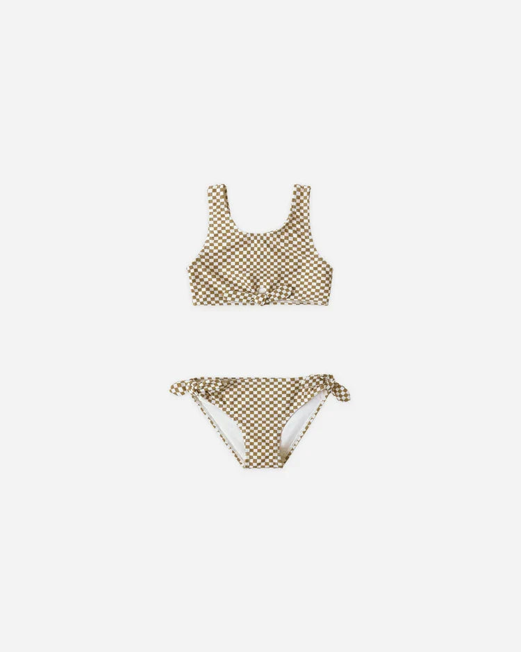 Knotted Bikini | Ocre Check | Rylee & Cru-1
