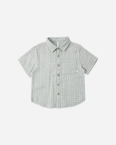 Collared Short Sleeve Shirt | Green Gingham | Rylee & Cru-2
