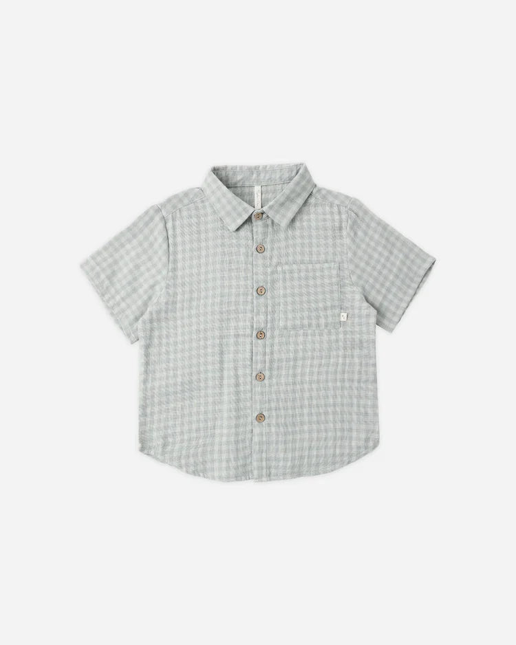Collared Short Sleeve Shirt | Green Gingham | Rylee & Cru-2