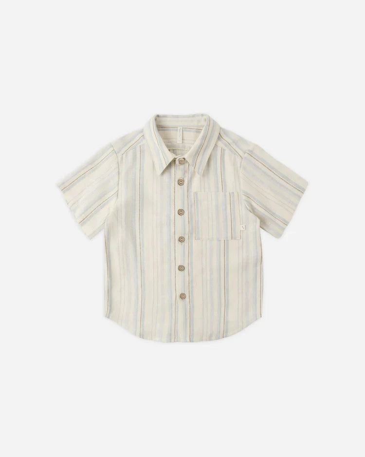 Collared Short Sleeve Shirt | Sea Stripe | Rylee & Cru-2