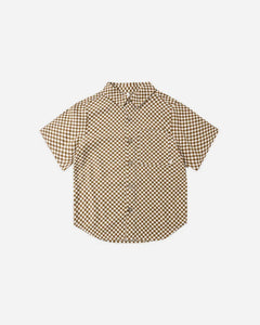 Collared Short Sleeve Shirt | Ocre Check | Rylee & Cru-2