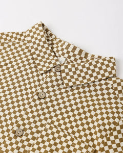 Collared Short Sleeve Shirt | Ocre Check | Rylee & Cru-5