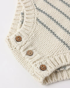 Ashton Knit Romper | Sea Green Stripe | Rylee & Cru-3