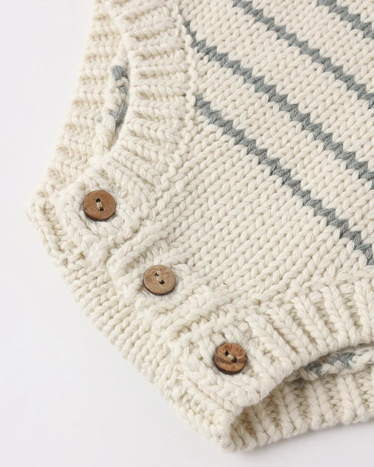 Ashton Knit Romper | Sea Green Stripe | Rylee & Cru-3