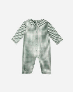 Baby Pajama Romper | Evergreen  Gingham | Rylee & Cru-3