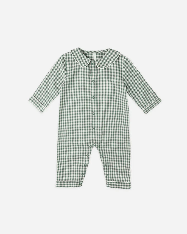 Baby Pajama Romper | Evergreen  Gingham | Rylee & Cru-3
